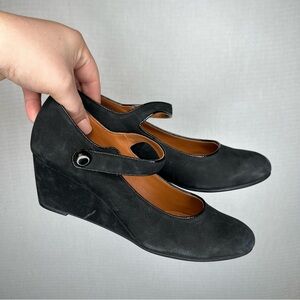 GEOX Respira | Black Wedge Suede Mary Jane Shoes 38 or US 8